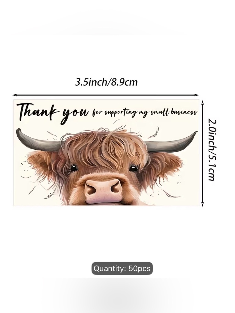 Highland Cows Thank You Cards SMALL SIZE! - Picture 2 of 4